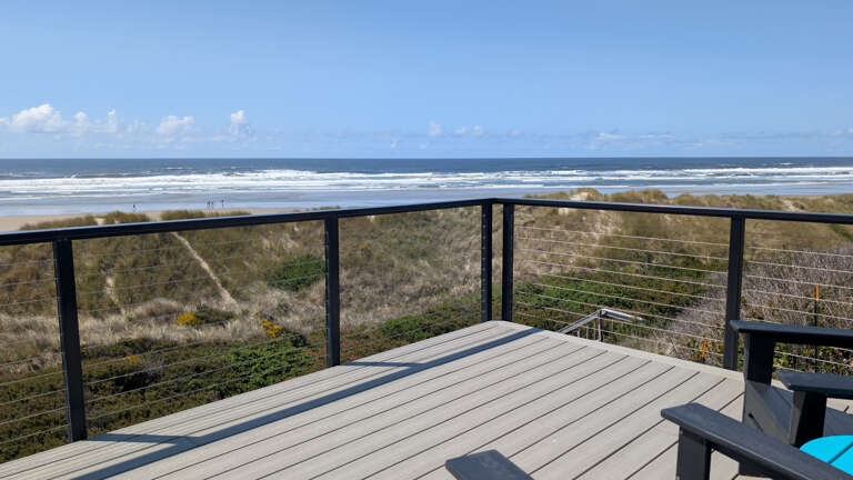 panoramic views from the beach front deck