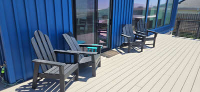 4 outside chairs for deck- 2 true Adirondack &amp; 2 easy out Adirondak