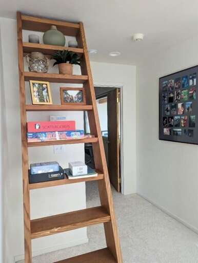 bookcase in primary sitting area