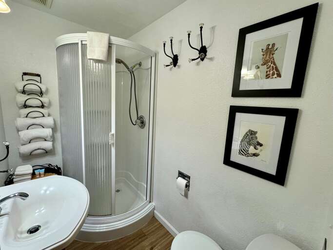 main bath with corner shower