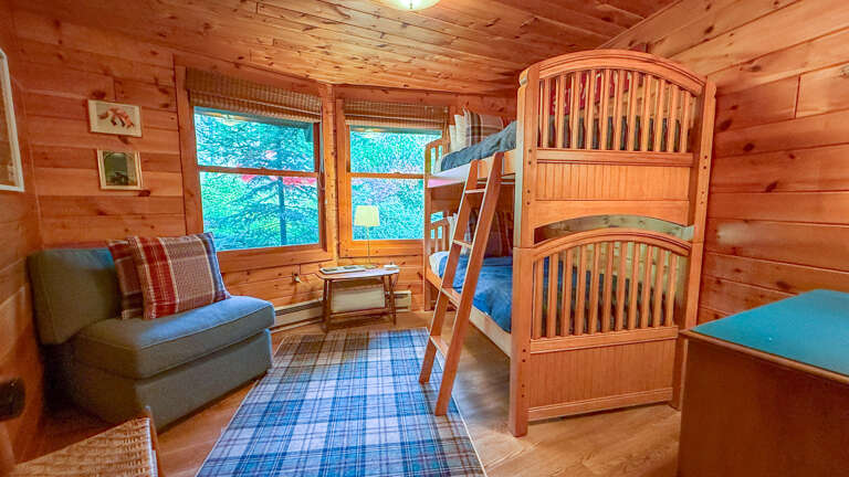 Twin over twin bunk beds in Bedroom 3.