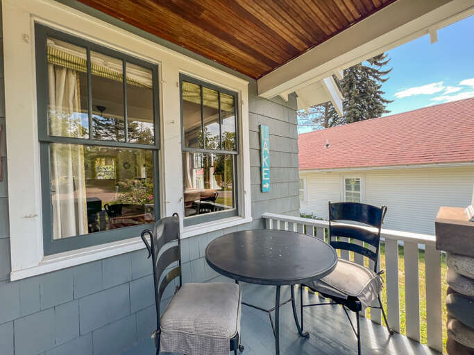 The front porch sitting area is perfect for that morning cup of coffee.