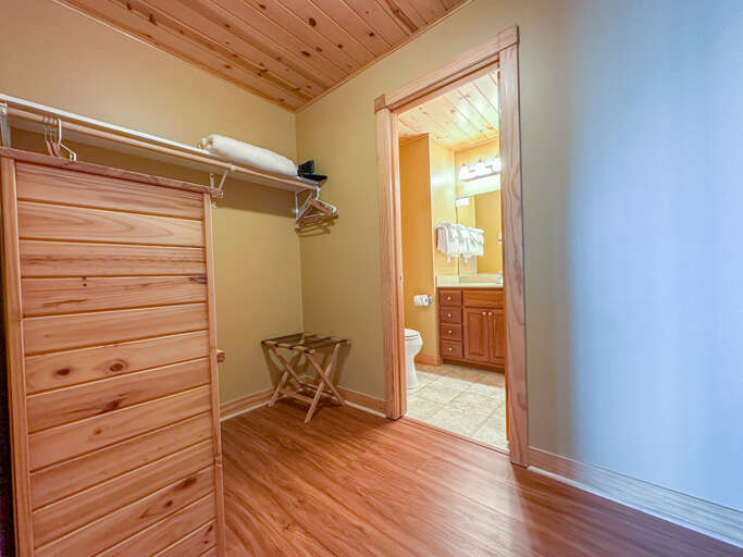 Bedroom 1 has a walk-through closet and attached bathroom.