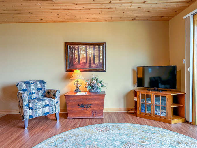 Enjoy a family movie night in the living room.