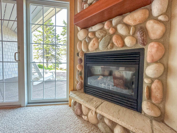 Gas fireplace. Gas fireplace.