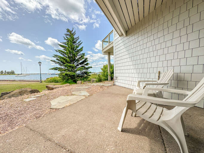 Lake-facing patio. Lake-facing patio.