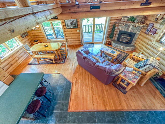 Living room as seen from the loft above.
