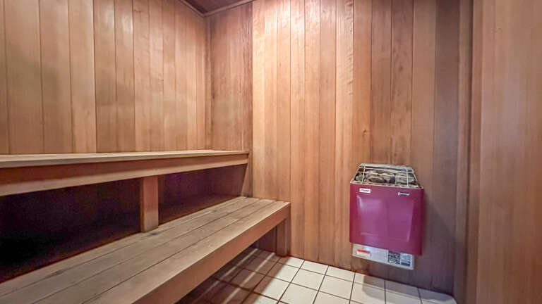 This bathroom has a sauna!
