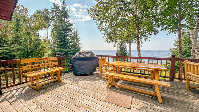 Enchanted Shores' enchanting lake-facing deck.