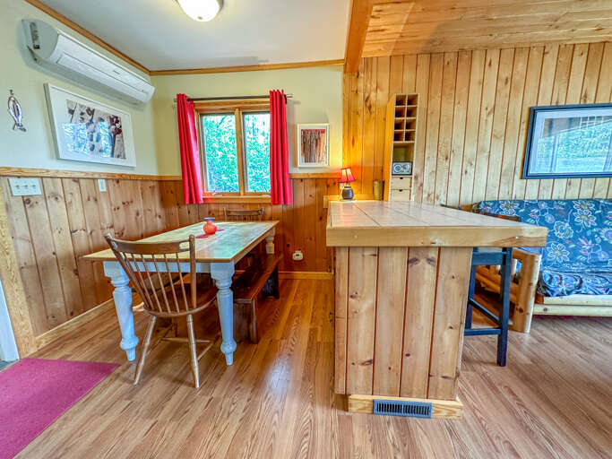 Off of the living room is the dining room area.