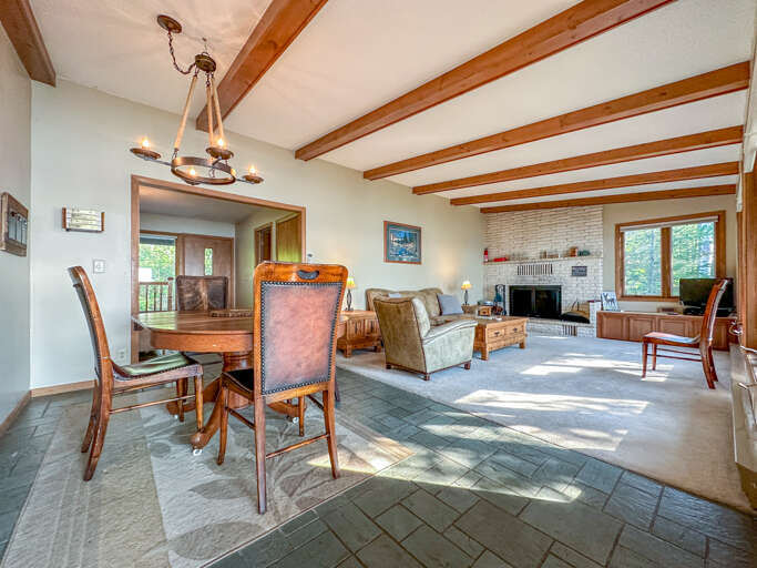 There is a dining area off of the living room. There is a dining area off of the living room.