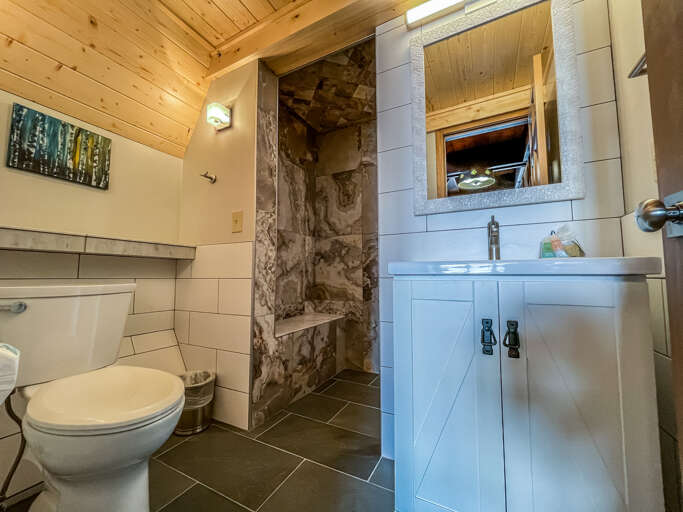 The main level bathroom was remodeled in 2021.