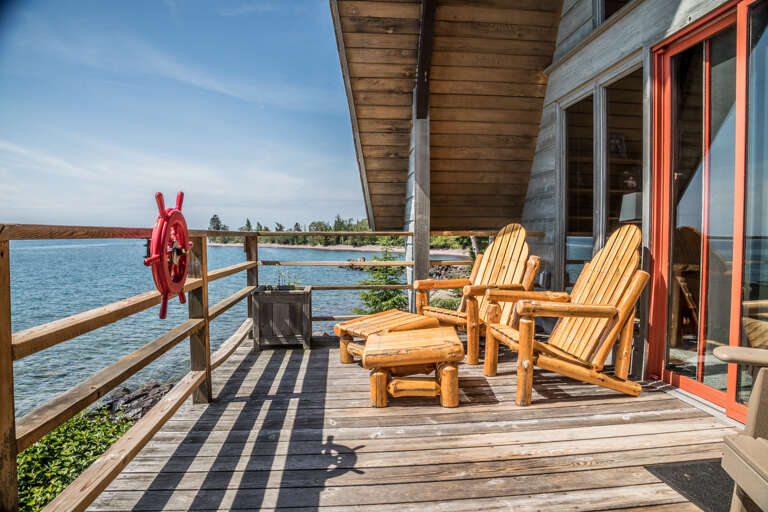 Always Grace has a beautiful lake-facing deck off of the living room.