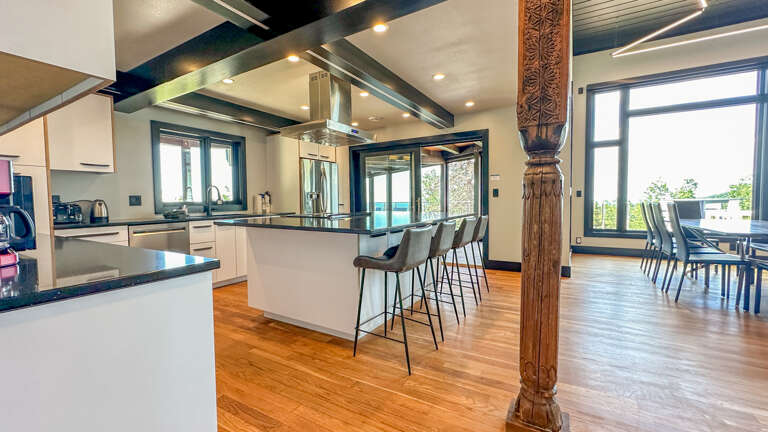 Blue House has an open layout living area.