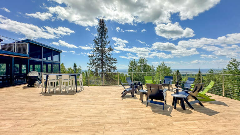 Open deck off of the living area and the game room.