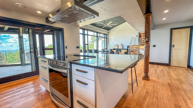 Looking out at the rest of the living area from the kitchen.