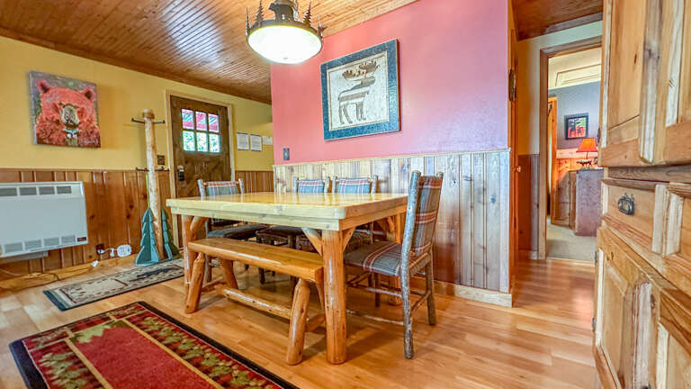 The dining room has seating for everyone.
