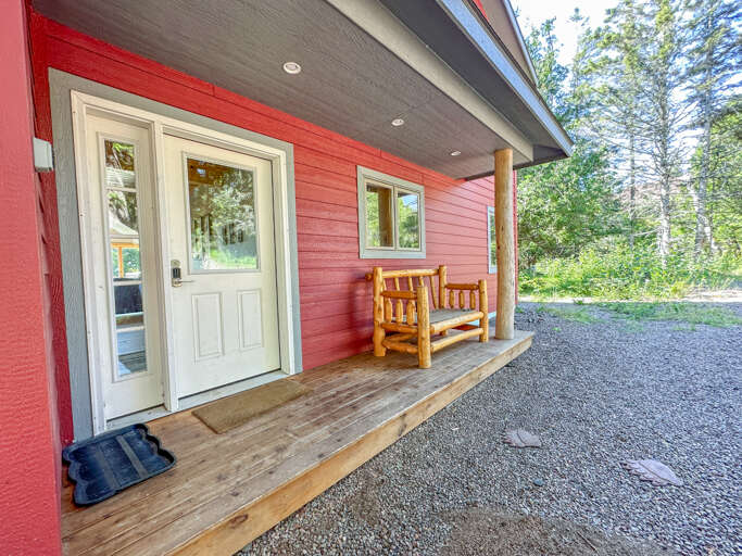 The front door of the home as you will see it when you arrive.