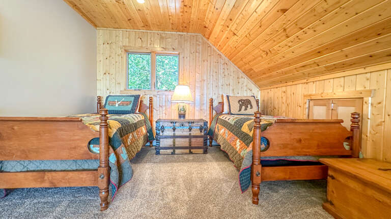 The loft has two twin beds.