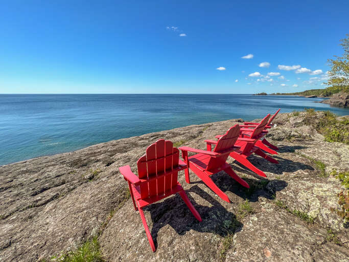 Sit back and relax on the Lake Superior shoreline.