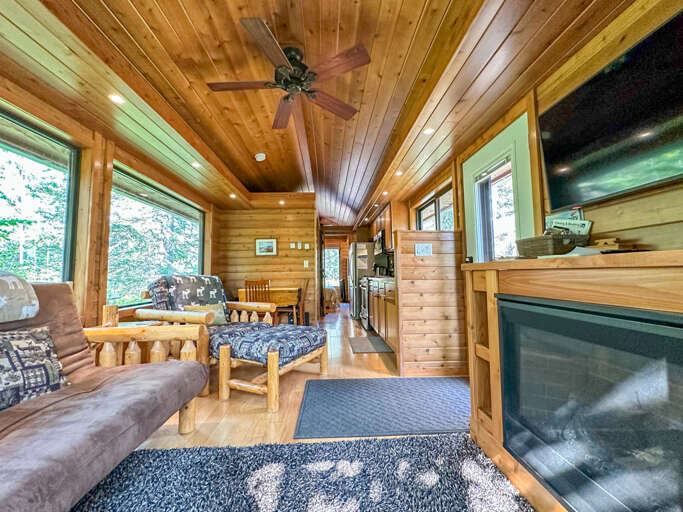 The living room is a great place to unwind after exploring the North Shore.