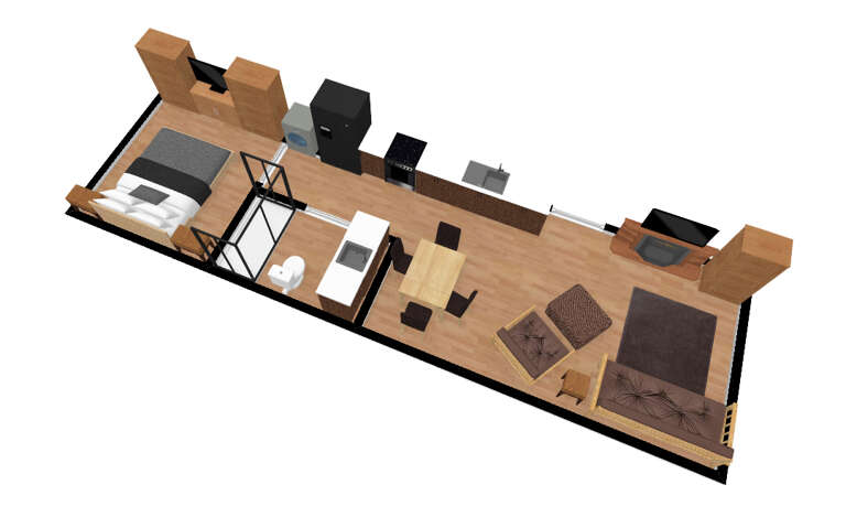 Although it's a tiny home, the layout and use of space make the home feel spacious with room to unpack your belongings and enjoy your stay.