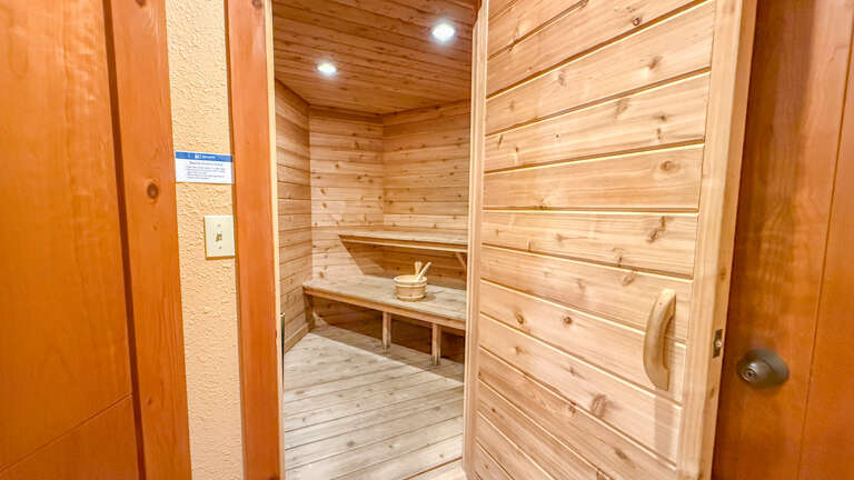 The bathroom also has a private sauna.