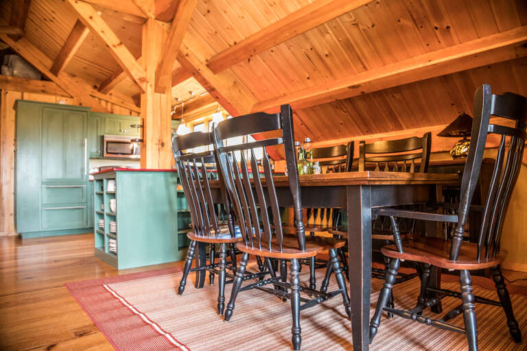 Enjoy a meal at the dining room table with seating for 6 guests.