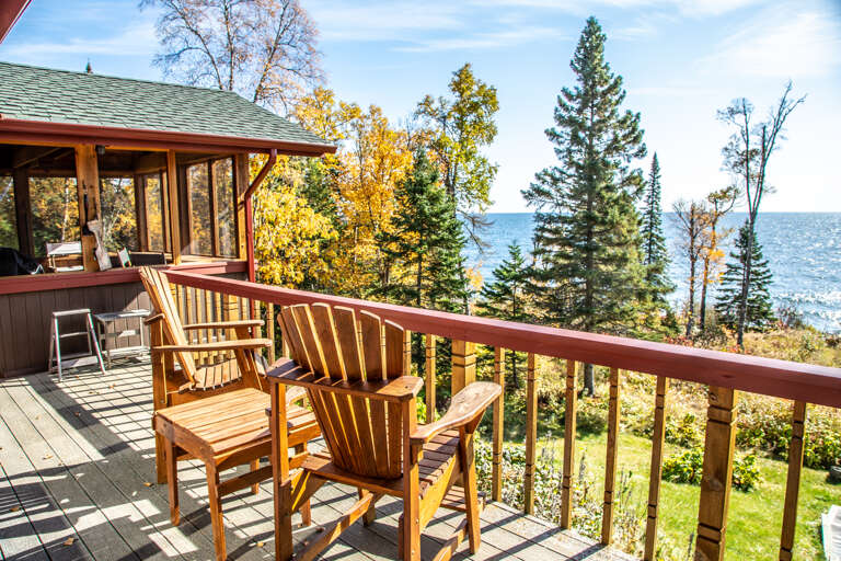 Step out onto the lake-facing deck and relax in the sun.