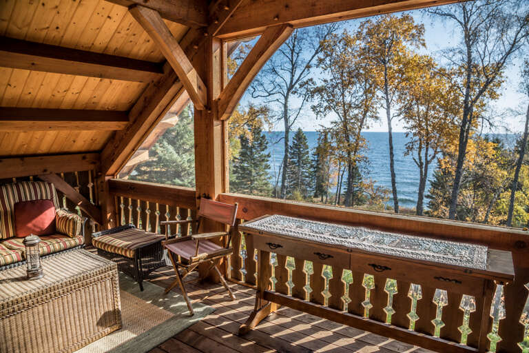During spring, summer and fall you can enjoy a large screened-in patio space and listen to the sounds of the Lake Superior waves