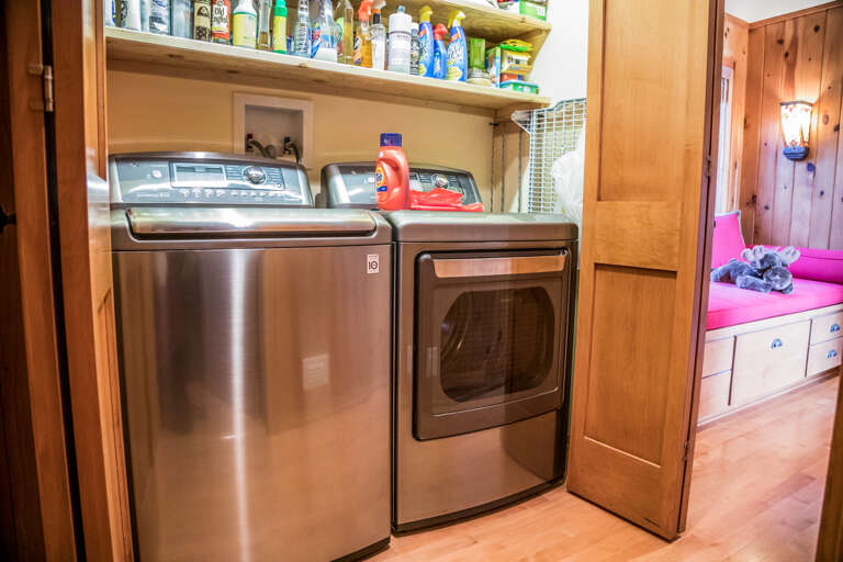 No need to overpack when staying at this home as it offers a washer and dryer. No need to overpack when staying at this home as it offers a washer and dryer.