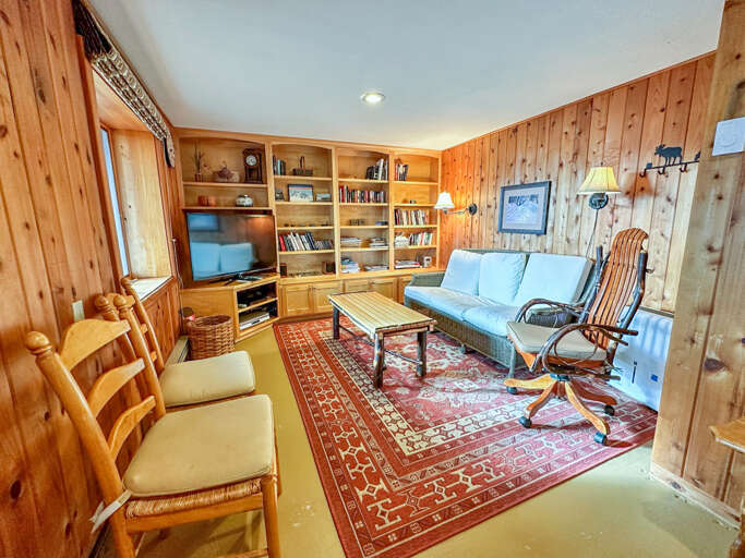 Serenity House has a lower level living room. Serenity House has a lower level living room.