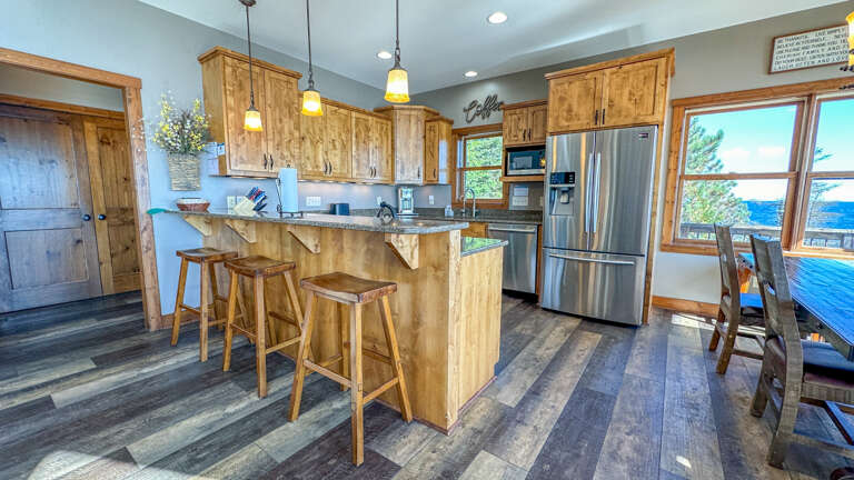 The kitchen has stainless steel appliances and granite countertops so you can prepare meals in luxury.