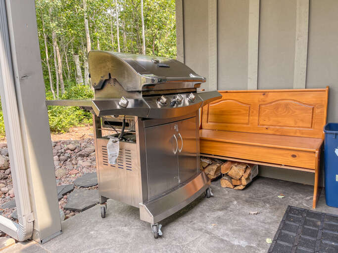 There is also a gas grill outside the home, perfect for your summertime BBQs.