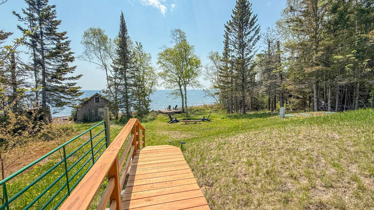 Walk down to the lake side of the property.