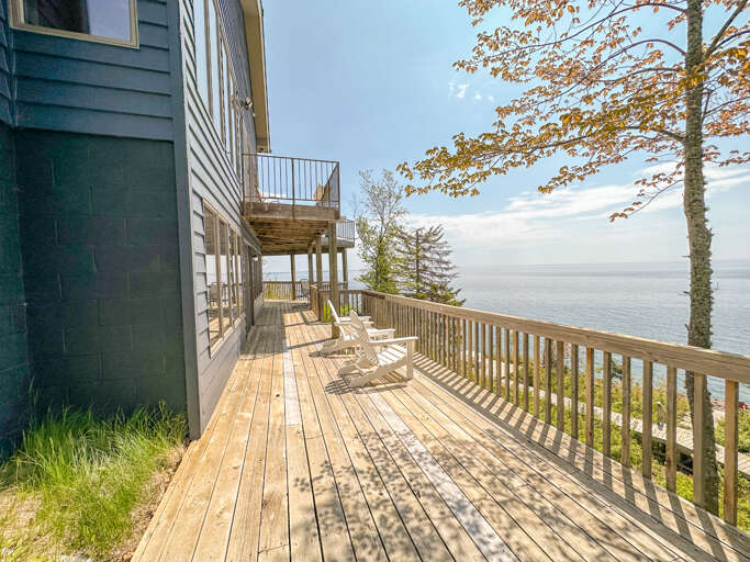 The lower level deck can be accessed from the lower level living room.