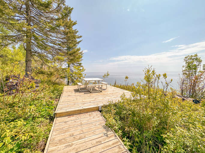 Enjoy a meal on the outdoor picnic table.