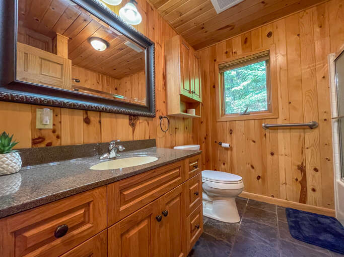 Located on the main level is a full bathroom