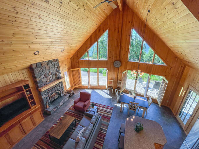 The loft area overlooks the spacious living area