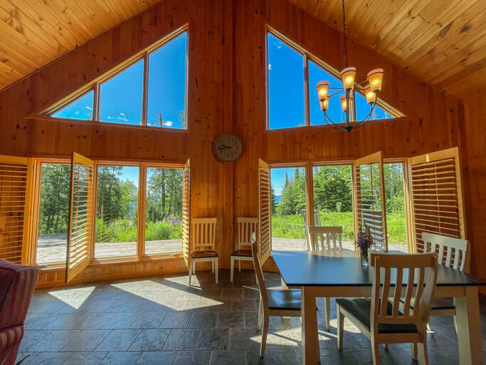Open the shutters for an unobstructed view of the beautiful woods and peek-a-boo Lake Superior views.