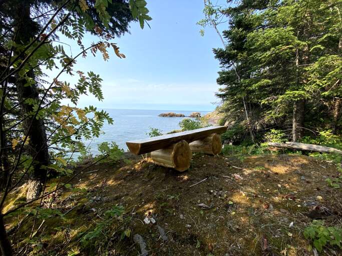 A second path leads you a wooden bench overlooking Lake Superior