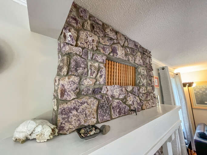 The amethyst fireplace is truly one-of-a-kind!