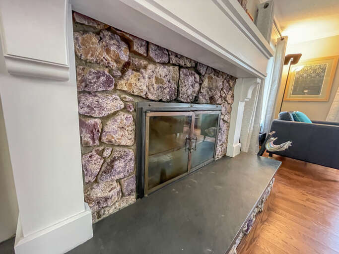 The amethyst fireplace is not the only unique thing in this house