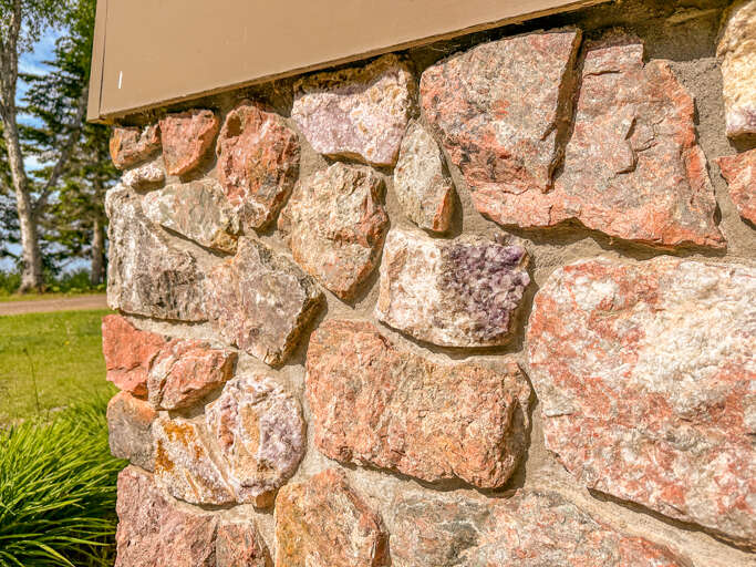 The outside of the home also features pieces of amethyst.