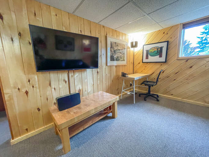 Enjoy a movie with the family on the flat screened tv