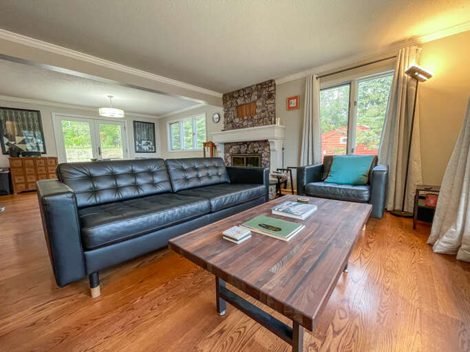 The main level features a cozy living room