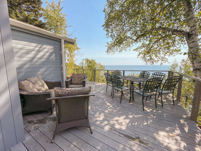 One of the best features of this home is the expansive lake-facing deck