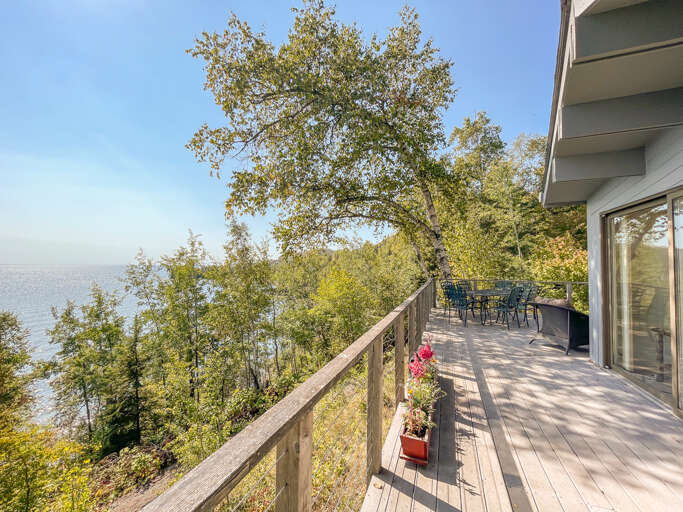 You could spend hours sitting on the deck taking in the lake views.