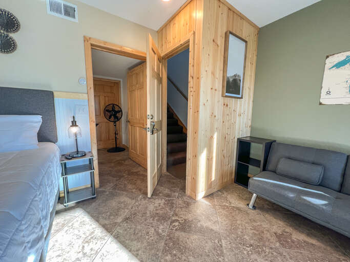 You can access the studio from the front door or the back staircase from the parking area.