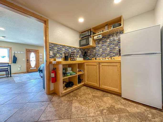 There is a separate kitchenette in the back of the unit.